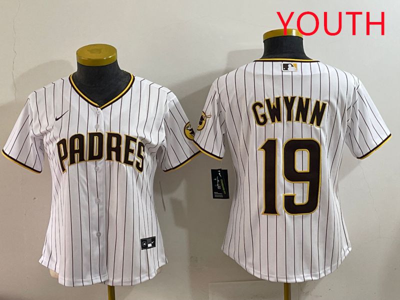 Youth San Diego Padres #19 Gwynn White Stripe Game 2025 Nike MLB Jersey style 1->youth mlb jersey->Youth Jersey